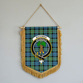 MacEwan Ancient Tartan Crest Wall Hanging Banner - Wood Pole